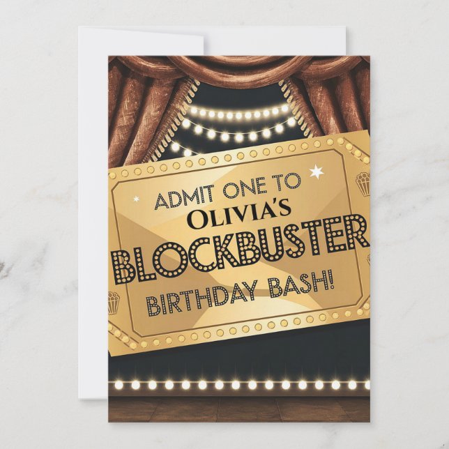 Convite Blockbuster - Design de Aniversário Pensado Em Fil (Frente)