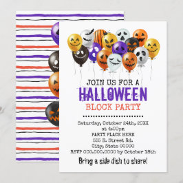 Convite Bloco de bairro de balões de Halloween