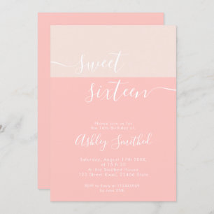 Convite Bloco de cor moderno blush geométrico doce 16