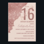 Convite Bloco de cores brilhante Dourado com Rosa de pince<br><div class="desc">Este glamouroso e chic Sweet 16 convite é o design perfeito para um evento brilhante e moderno. Sua design é composta por uma elegante e moderna sequência brilhante de rosa dourado esparso, um bloco de cores artístico cortado em cima de um simples fundo rosa pincelado. A tipografia personalizada de pincelada...</div>
