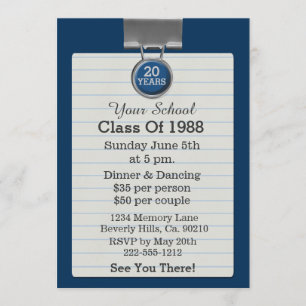 Convite Bloco de Notas com Clipe de Metal Azul Reunião de 