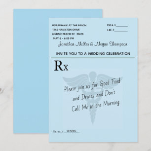 Convite Bloco de Prescrição Médica Azul Celebração de Casa