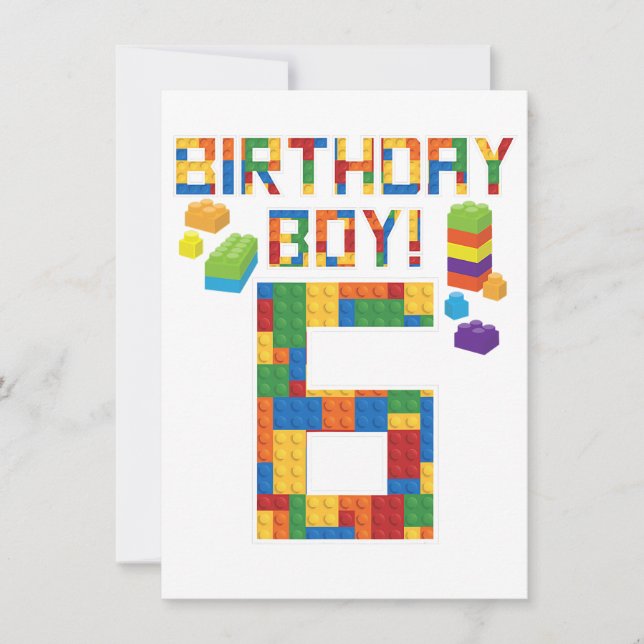 Convite Bloco Edifício De Blocos De 6 Bonito De Aniversári (Frente)