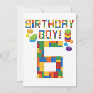 Convite Bloco Edifício De Blocos De 6 Bonito De Aniversári