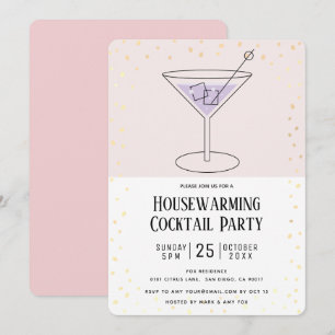 Convite Bloco Rosa Blush Parte Cocktail de aquecimento dom