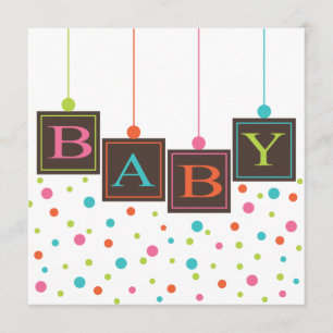 Convite Blocos Brilhantes de Cores Chá de fraldas Neutro