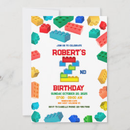 Convite Blocos de construção de segundo Aniversário, festa