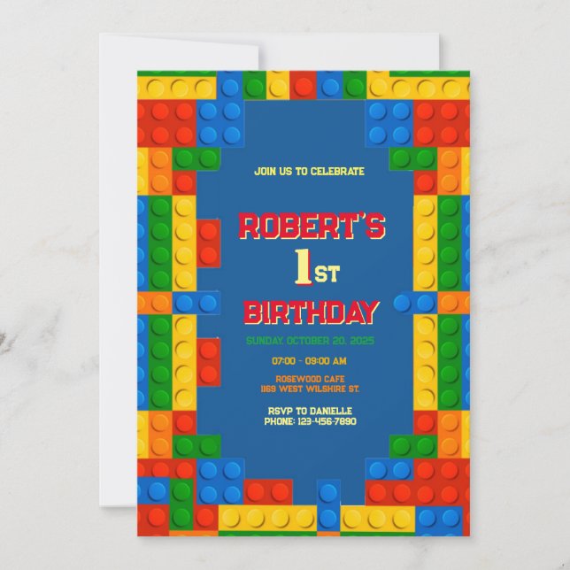 Convite Blocos de Edifício Aniversário, 1rua Construção (Frente)