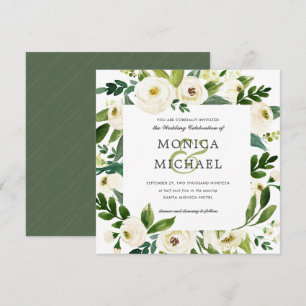 Convite Blogue Branco Casamento Botânico Floral