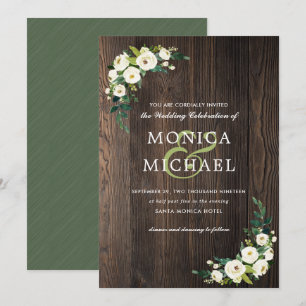 Convite Blogue Branco Casamento De Canto Botânico Floral