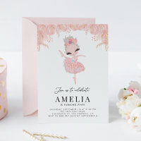Blonde Ballerina in Pink Dress Floral Birthday