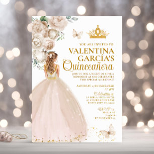 Convite Blonde Champagne Quinceañera 15 Anos Dourada Coroa