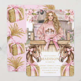 Convite Blonde Girl Horse Birthday Invitation