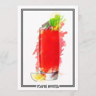 Convite Bloody Mary Cocktail Marker Sketch Você é Convidad