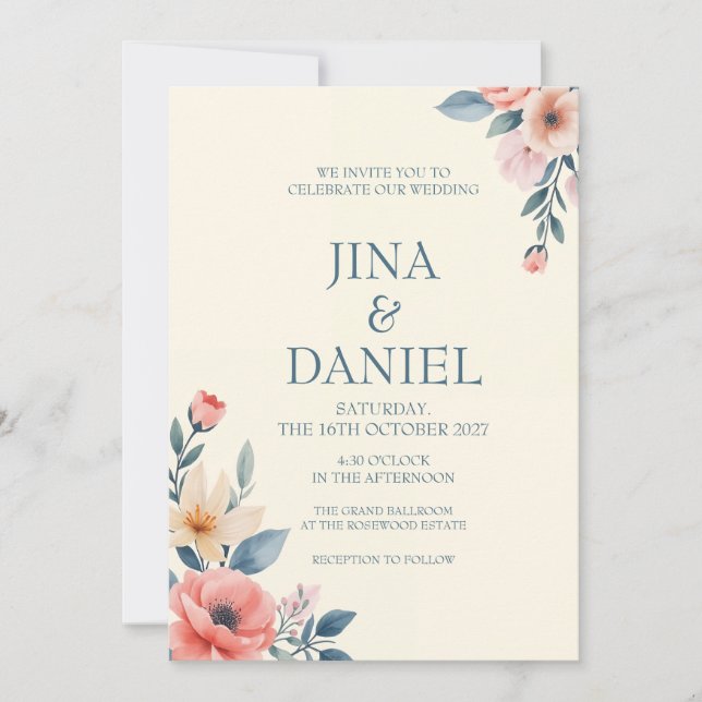 Convite Bloom Blushing (Frente)