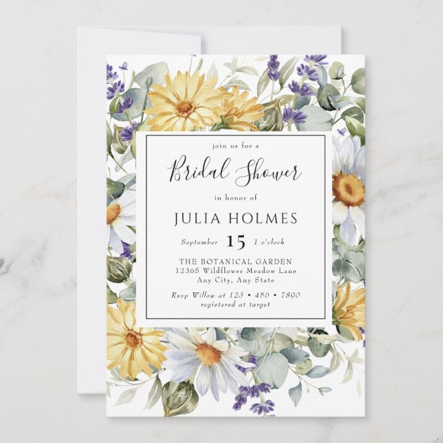 Convite Bloom Wildflower | Meadow Floral | CHÁ DE PANELA I (Frente)