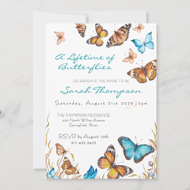 Convite Blooming Butterflies Always Butterflies Bridal  (Frente)