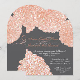 Convite Blooming Dahlia Peach Coral Wedding