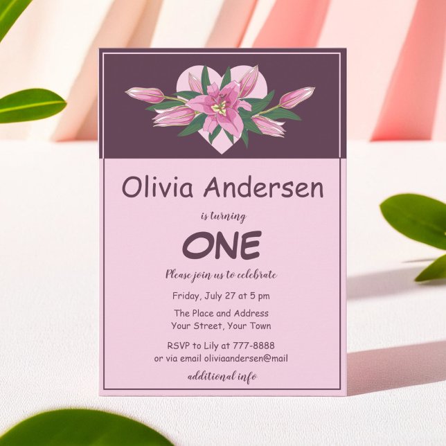 Convite Blooming Lily Elegant Aniversário (Blooming Lily Elegant Birthday Invitation)