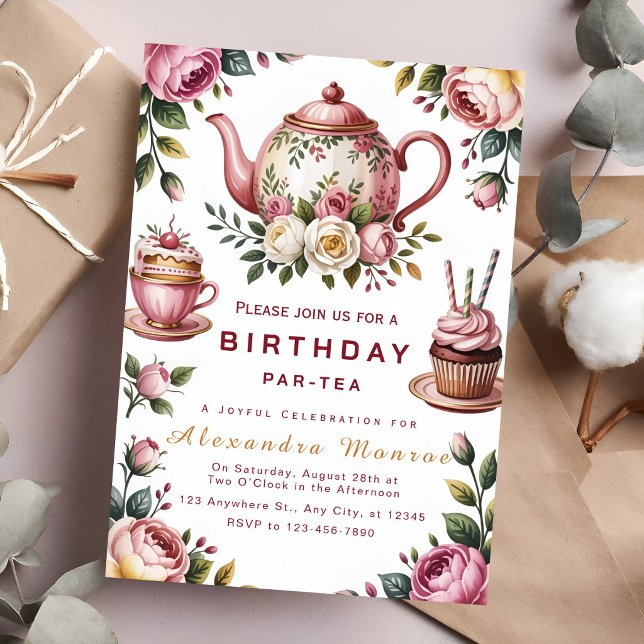 Convite Blooming Tea Party Celebration (Criador carregado)