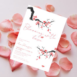 Convite Blooming With Love Pink Cherry Blossom Baby Shower