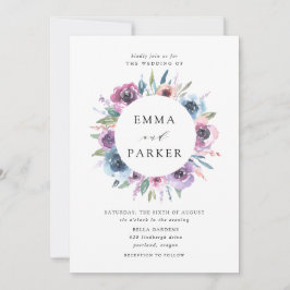 Convite Blooms à meia-noite | Casamento Floral Roxo e Azul