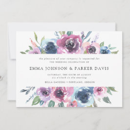 Convite Blooms à meia-noite | Casamento Floral Roxo e Azul