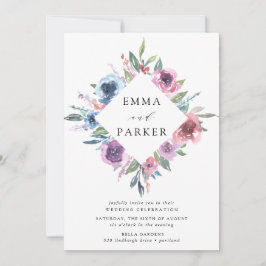 Convite Blooms à meia-noite | Casamento Floral Roxo e Azul