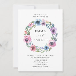 Convite Blooms à meia-noite | Casamento Floral Roxo e Azul