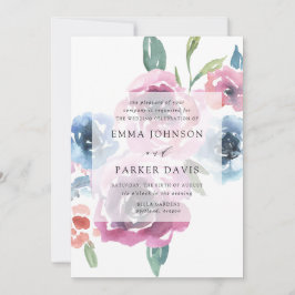 Convite Blooms à meia-noite | Casamento Floral Roxo e Azul