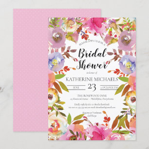 Convite Blooms Brilhante Watercolor Floral Chá de panela 
