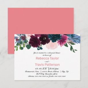 Convite Blooms Florais cor-de-rosa - 3x5 Janto de ensaio