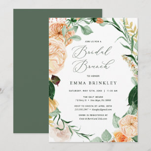 Convite Blooms Neutrais Florais Boho Botânico Brunch Brida