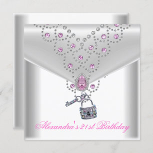 Convite Bloqueio de Chave de Joia Rosa de Sobreposição de