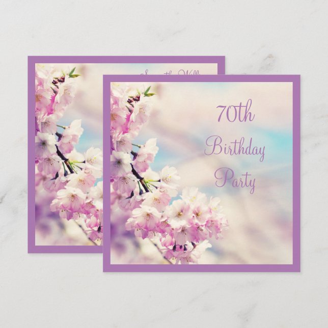 Convite Blossom 70 Birthday (Frente/Verso)