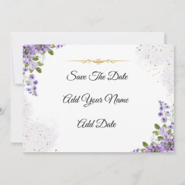 Convite Blossom roxo Elegante Salve a data