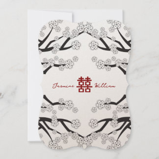 Convite Blossomas Brancos Xi Casamento Chinês Duplo