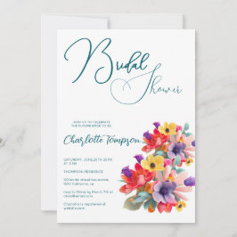 Convite Blossomas Coloridos Bridal Bash