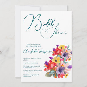 Convite Blossomas Coloridos Bridal Bash