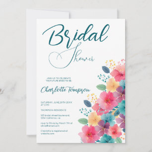 Convite Blossomas Coloridos Bridal Bash