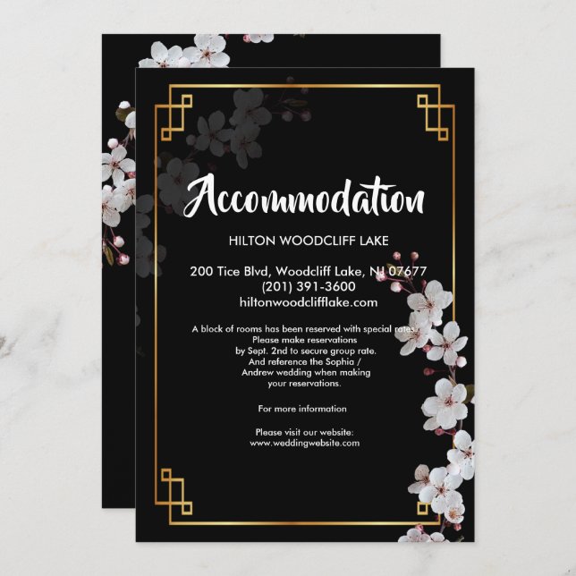 Convite Blossomas de Cereja Brancas e Compartimento dário (Frente/Verso)