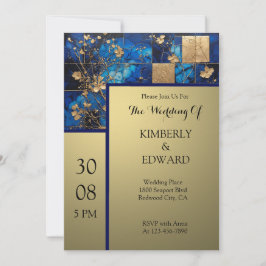 Convite Blossomas do ouro no Azul-Meia-Noite