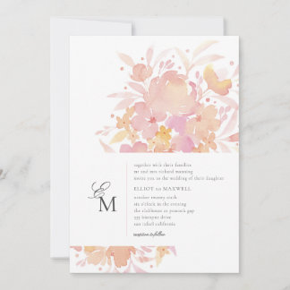 Convite Blossomas Rosa Watercolor Casamento Floral