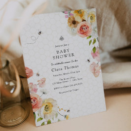 Convite Blossoms and Honey Bee Baby Shower Invitation