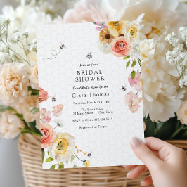 Convite Blossoms and Honey Bee Bridal Shower Invitation