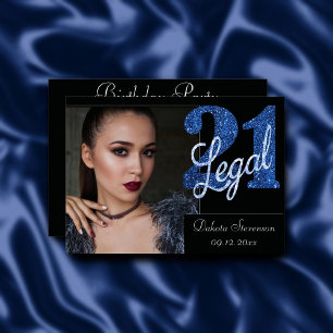 Convite Blue 21 e Legal Foto de aniversário de 21 anos