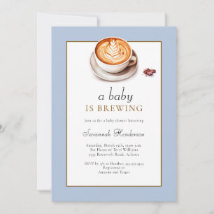 Convite Blue A Baby Está Fazendo Chá de fraldas De Café