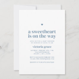 Convite Blue A Little Sweetheart Baby Shower