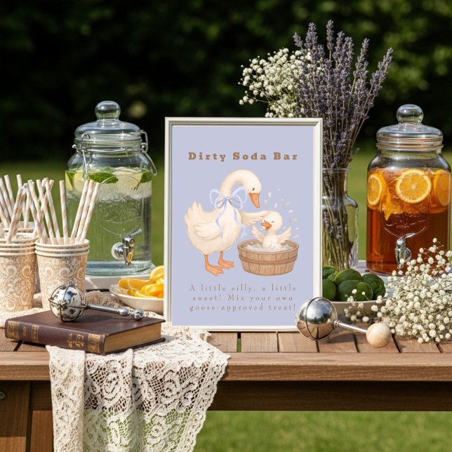 Convite Blue A Silly Goose Dirty Soda Bar Sign (Blue A Silly Goose Dirty Soda Bar Sign)