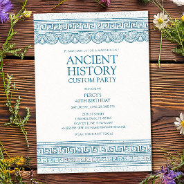 Convite Blue Ancient history custom party